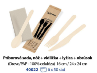 Sada drevenných príborov 16cm