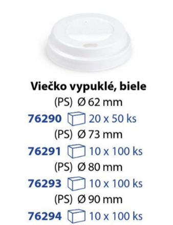 Viečko vypuklé biele O90mm