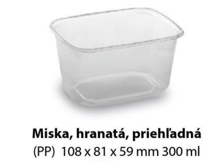 Miska hranatá priehľadná 300ml