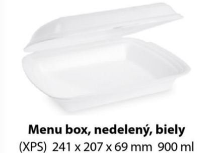 Menu box nedelený biely 900ml