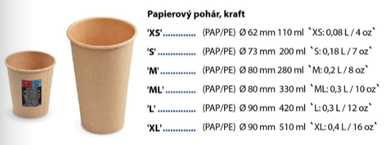 Papierový pohár hnedý S 200ml