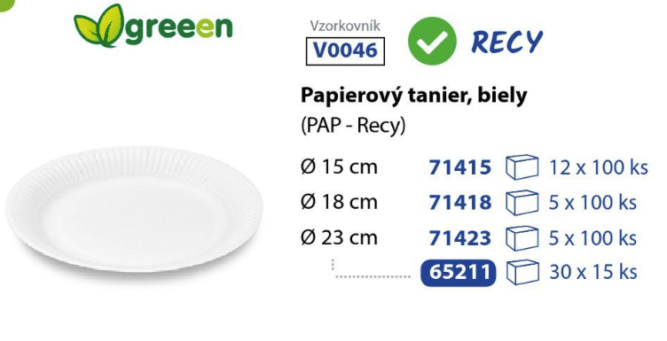 Papierový tanier biely 23cm