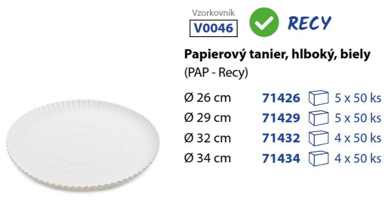 Papierový tanier biely hlboký 29cm