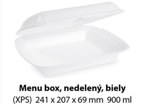 Menu box nedelený biely 900ml