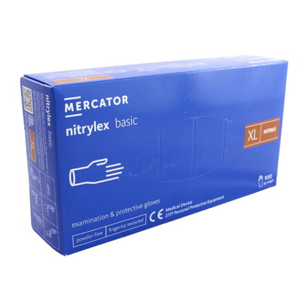 Nitrilové rukavice jednorázové MERCATOR nitrylex basic - tmavo modré XL 100ks