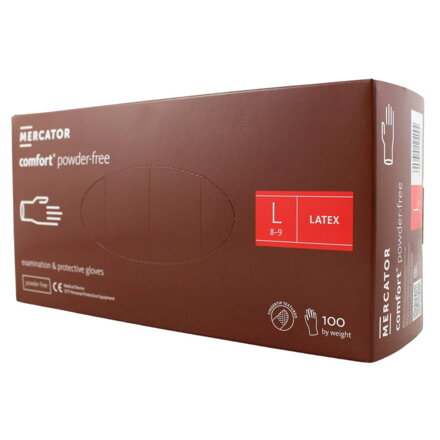 Latexové rukavice MERCATOR COMFORT nepúdrované L 100ks 