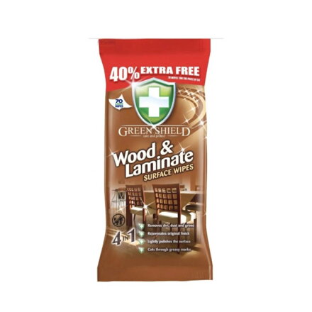 GREEN SHIELD drevo/laminát 4v1 čistiace vlhčené utierky 70ks