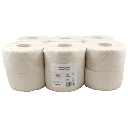 Toaletný papier JUMBO Ø 18cm 130m 1vr.55% belosť recykel 12ks