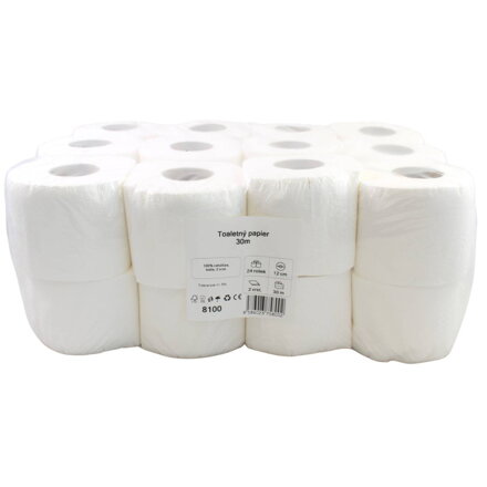 Toaletný papier,100% celulóza, 2 vrst., 30m – 24ks