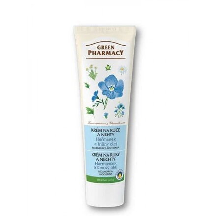 Green Pharmacy krém na ruky a nechty - Harmanček a ľanový olej 100ml