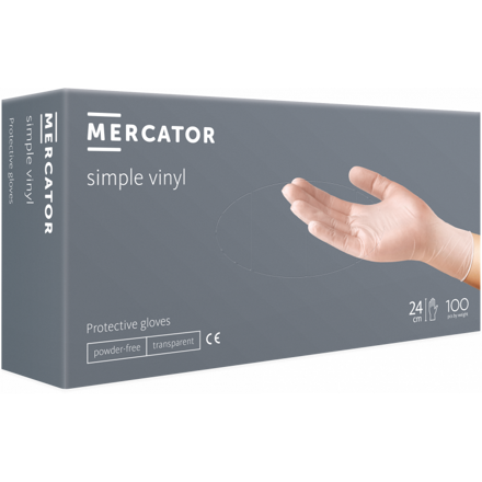 Vinylové rukavice MERCATOR jednorázové S 100ks