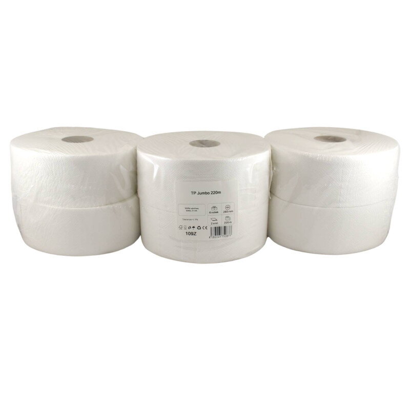 Toaletný papier JUMBO Ø 26 CM, 2 vrst., 220 M (6ks) SOFT Toaletný papier JUMBO Ø 26 CM, 2 vrst., 220 M (6ks) SOFT