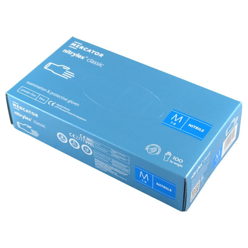 Nitrilové rukavice jednorázové MERCATOR nitrylex classic - modré M 100ks Nitrilové rukavice jednorázové MERCATOR nitrylex classic - modré M 100ks