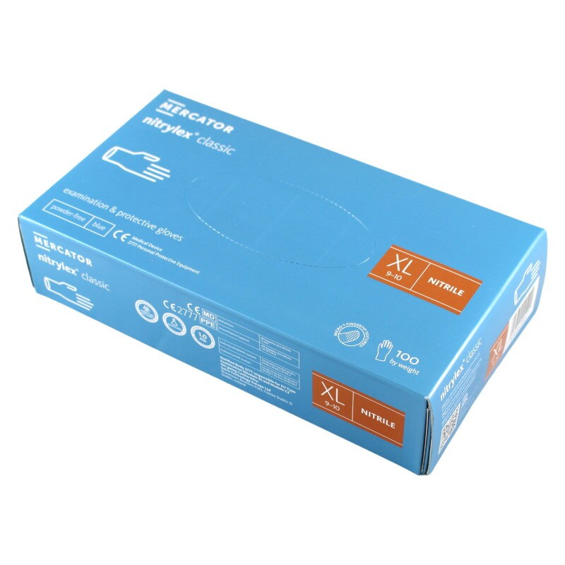Nitrilové rukavice jednorázové MERCATOR nitrylex classic - modré XL 100ks Nitrilové rukavice jednorázové MERCATOR nitrylex classic - modré XL 100ks