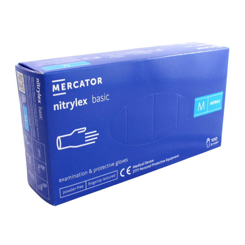 Nitrilové rukavice jednorázové MERCATOR nitrylex basic - tmavo modré M 100ks Nitrilové rukavice jednorázové MERCATOR nitrylex basic - tmavo modré M 100ks