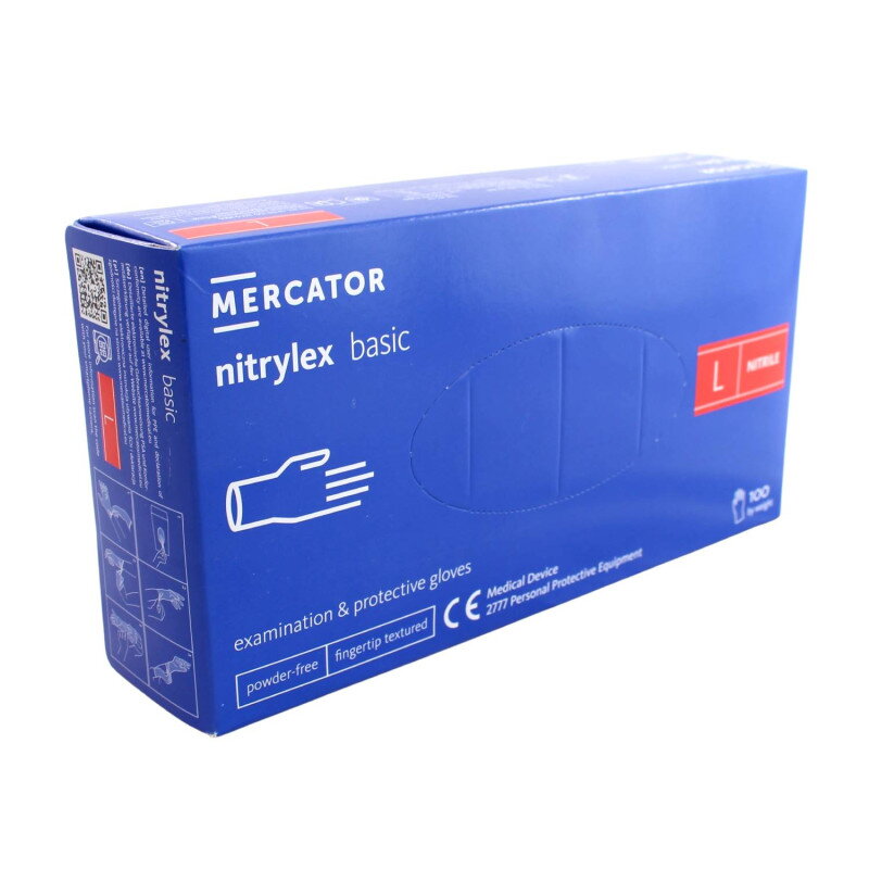 Nitrilové rukavice jednorázové MERCATOR nitrylex basic - tmavo modré L 100ks Nitrilové rukavice jednorázové MERCATOR nitrylex basic - tmavo modré L 100ks