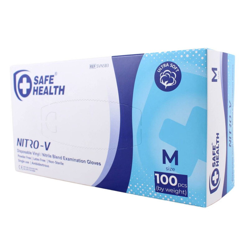 Rukavice SAFE HEALTH vinil/nitril-hybrid M/100ks modré