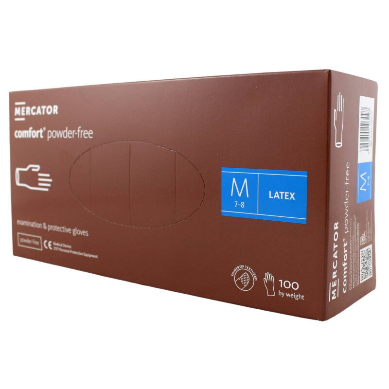Latexové rukavice MERCATOR COMFORT nepúdrované M 100ks Latexové rukavice MERCATOR COMFORT nepúdrované M 100ks