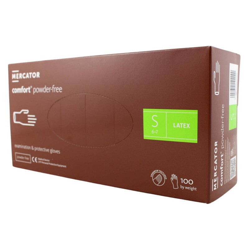 Latexové rukavice MERCATOR COMFORT nepúdrované S 100ks Latexové rukavice MERCATOR COMFORT nepúdrované S 100ks