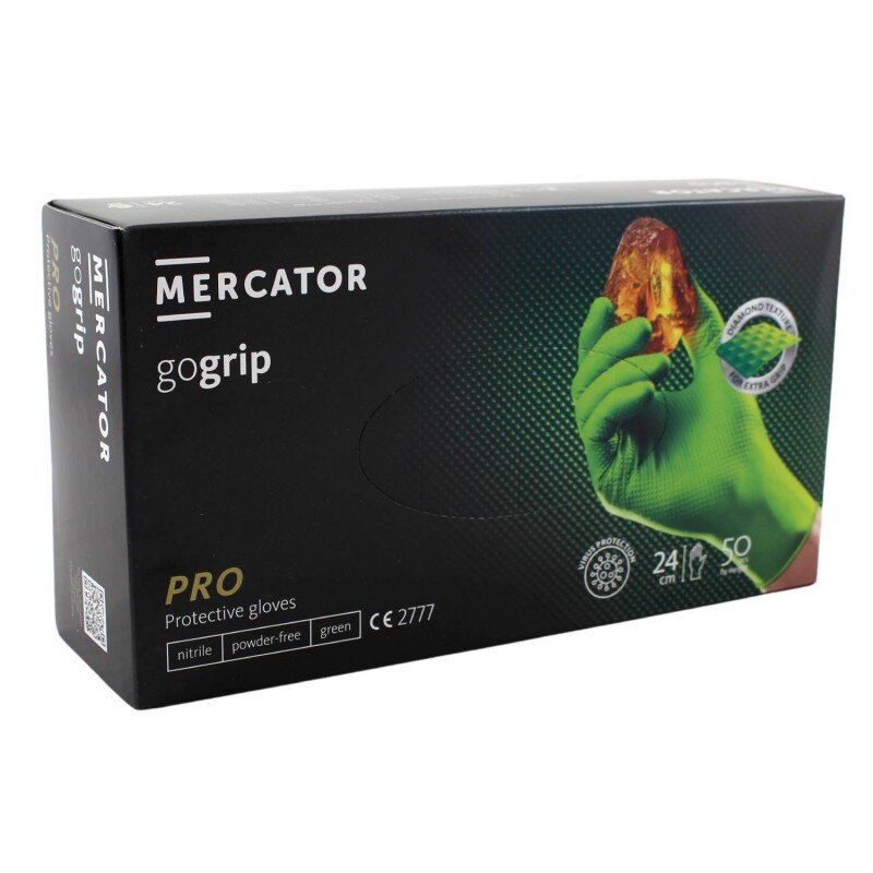 Nitrilové ochranné rukavice zelené Mercator gogrip PRO – XL 50ks Nitrilové ochranné rukavice zelené Mercator gogrip PRO – XL 50ks