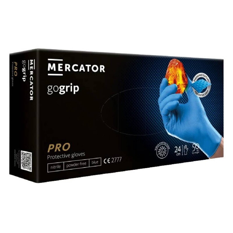 Nitrilové ochranné rukavice modré Mercator gogrip PRO – M 50ks Nitrilové ochranné rukavice modré Mercator gogrip PRO – M 50ks