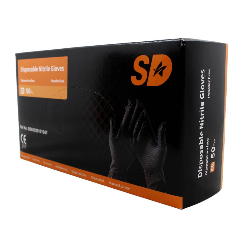 Nitrilové ochranné rukavice čierne SD grip - XXL 50ks Nitrilové ochranné rukavice čierne SD grip - XXL 50ks