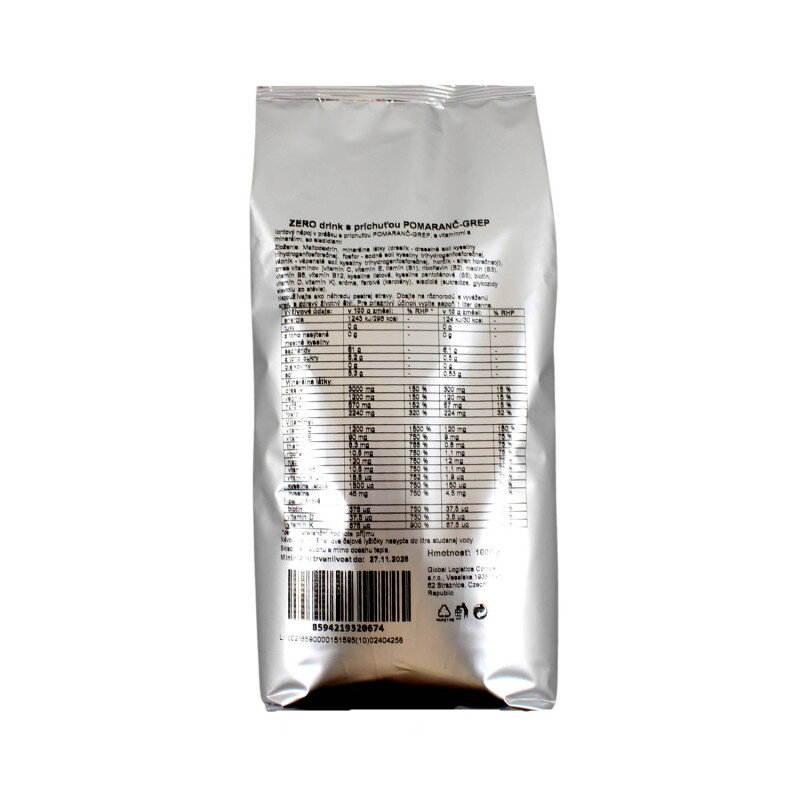 ZERO Drink iontový nápoj pomaranč/grep 1000 g ZERO Drink iontový nápoj pomaranč/grep 1000 g