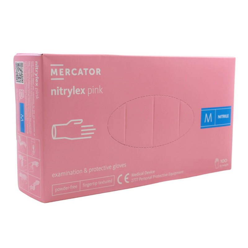 Nitrilové rukavice jednorázové MERCATOR nitrylex - ružové M 100ks Nitrilové rukavice jednorázové MERCATOR nitrylex - ružové M 100ks