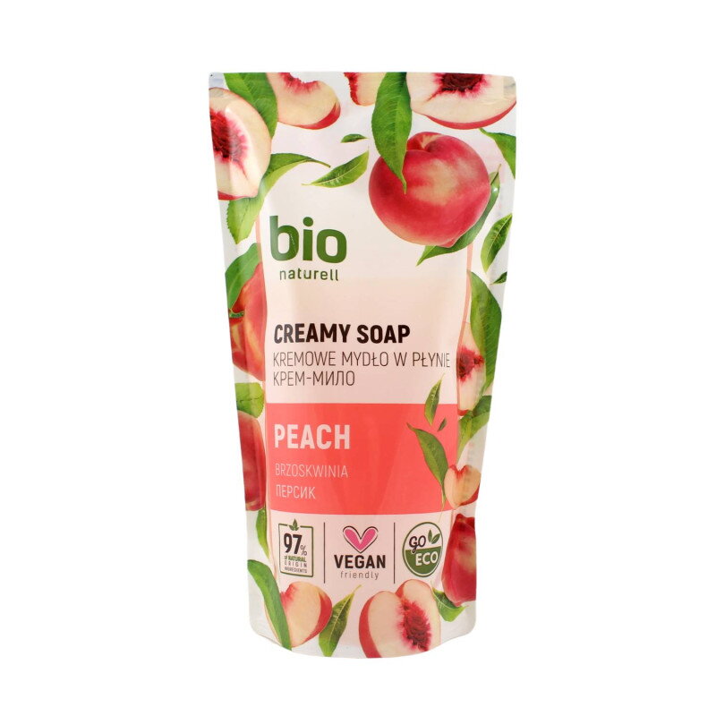BIO naturell krémové mydlo PEACH - náhradná náplň 460ml