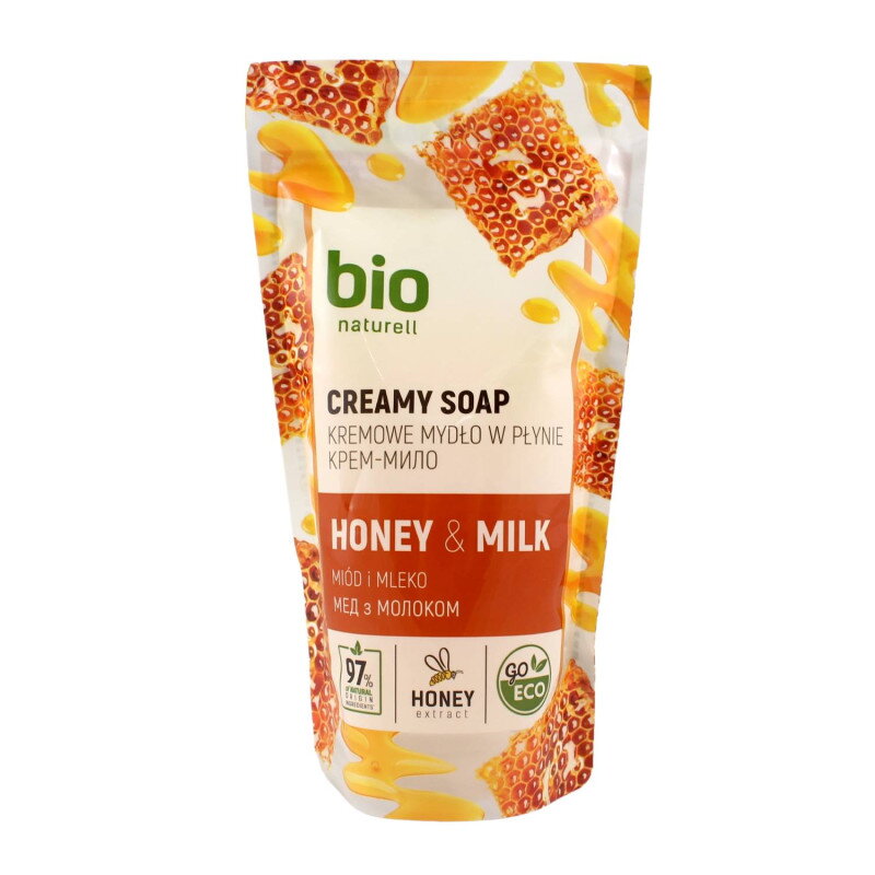 BIO naturell krémové mydlo HONEY & MILK   - náhradná náplň 460ml