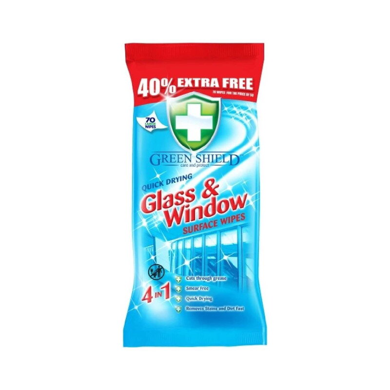GREEN SHIELD Glass & Window 4v1 čistiace utierky na sklo a okná 70ks GREEN SHIELD Glass & Window 4v1 čistiace utierky na sklo a okná 70ks