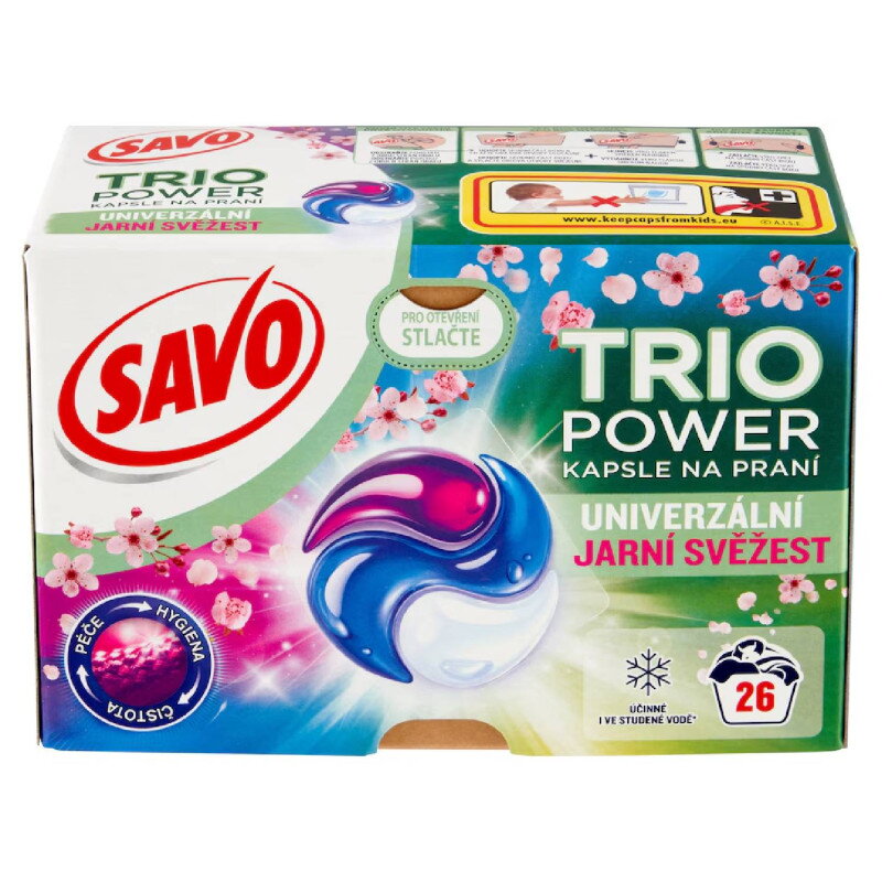 SAVO Trio Power Universal kapsule na pranie Jarná sviežosť 26 ks SAVO Trio Power Universal kapsule na pranie Jarná sviežosť 26 ks
