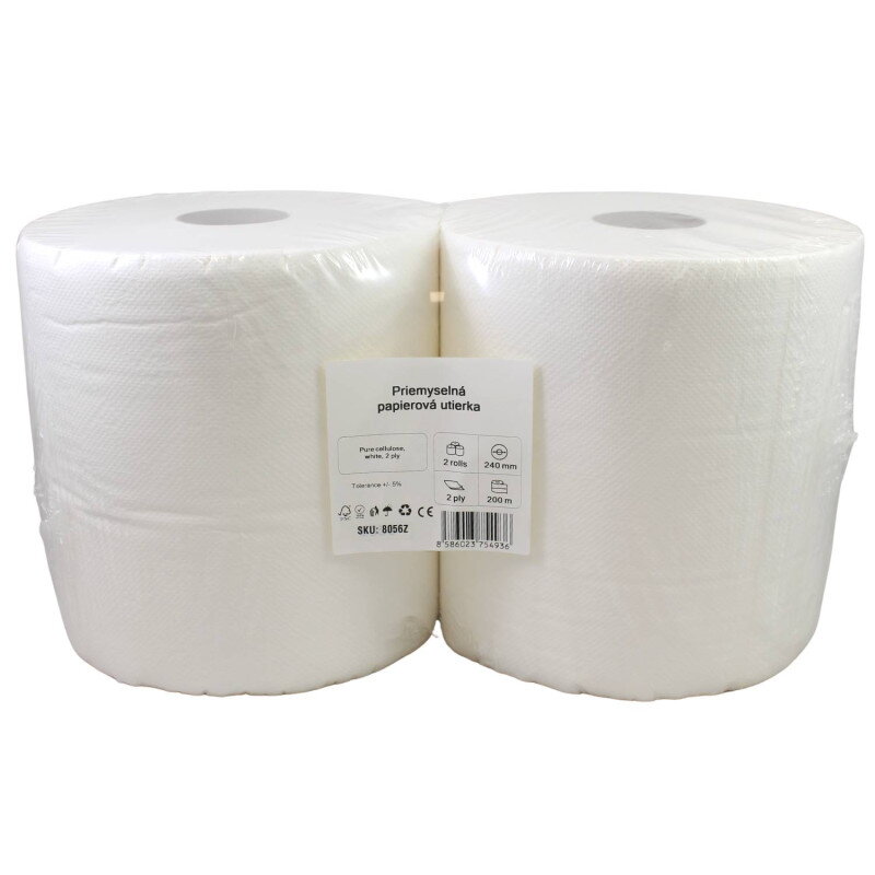 Priemyselná papierová utierka Ø 24 CM, 200 M, výška 24 CM(2ks)