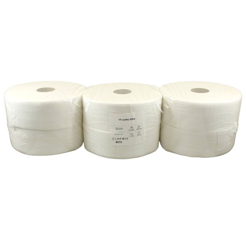 Toaletný papier JUMBO Ø28 cm, 300 m 2vrst.100%celulóza (6 ks) Toaletný papier JUMBO Ø28 cm, 300 m 2vrst.100%celulóza (6 ks)