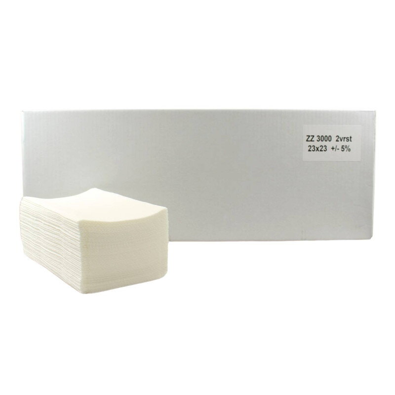 ZZ skladané papierové utierky 100%cel. 2vrst. 23x23cm (3000ks) ZZ skladané papierové utierky 100%cel. 2vrst. 23x23cm (3000ks)