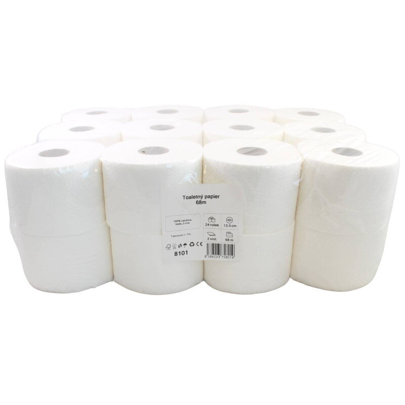 Toaletný papier,100% celulóza, 2 vrst., 68m – 24ks Toaletný papier,100% celulóza, 2 vrst., 68m – 24ks