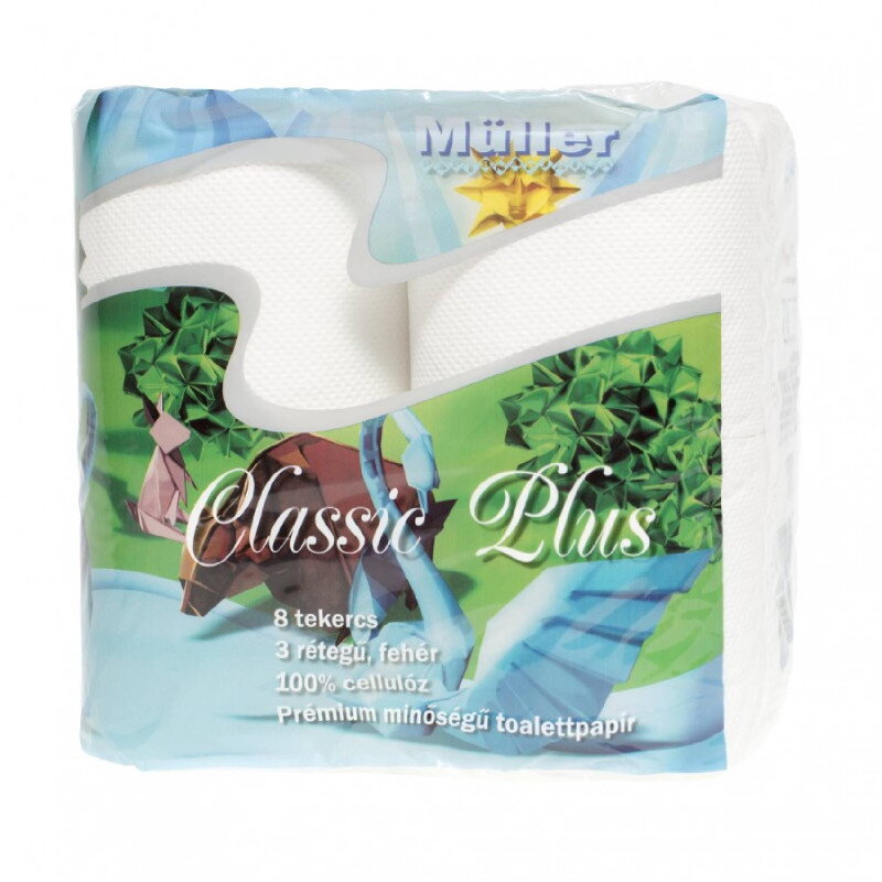 Toaletný papier Müller Classic Plus 100% celulóza, 3 vrst., 8 ks Toaletný papier Müller Classic Plus 100% celulóza, 3 vrst., 8 ks